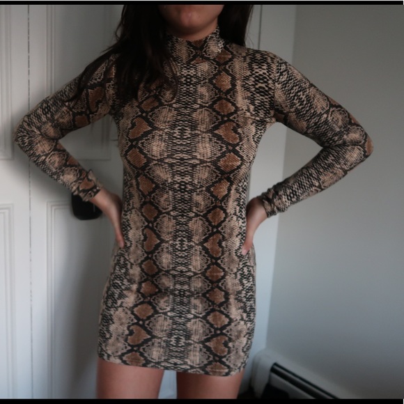 honeybum Dresses & Skirts - Honeybum Snake print turtleneck long sleeved dress